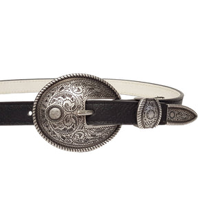 Antique Silver Double Buckle Skinny Belt