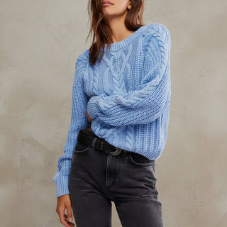 Free People Frankie Cable Knit in Della Robbia Blue
