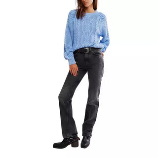 Free People Frankie Cable Knit in Della Robbia Blue