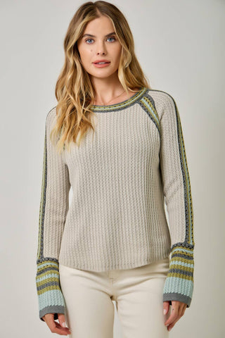 Raglan Sleeve Trim Detail Sweater Top