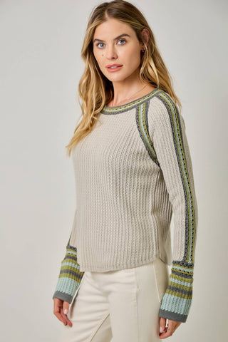 Raglan Sleeve Trim Detail Sweater Top