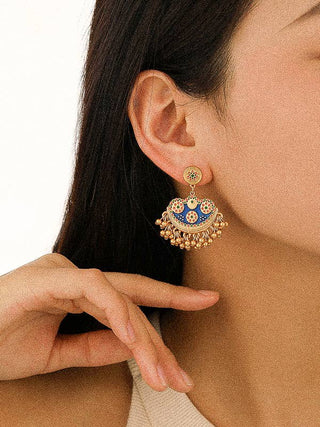 Jackie 18K Gold Bohemian Half Moon Tassel Earring