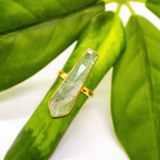 Long Brass Moonstone Bar Ring