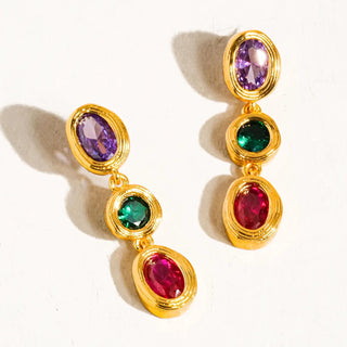 Brunwyn 18K Gold Multi Stone Cz Drop Earring