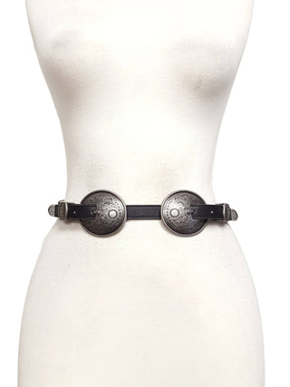 Antique Silver Double Buckle Skinny Belt