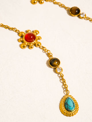 Bellevie 18K Gold Non-Tarnish Boho Gemstone Drop Earrings
