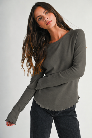 Round Town Thermal Top in Pewter