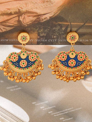 Jackie 18K Gold Bohemian Half Moon Tassel Earring