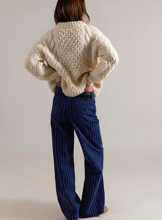Free People Nia Boyfriend Jean in Pinstripe