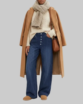 Free People Nia Boyfriend Jean in Pinstripe