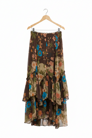 Free People Palermo Villa Chiffon Maxi in Chocolate Combo