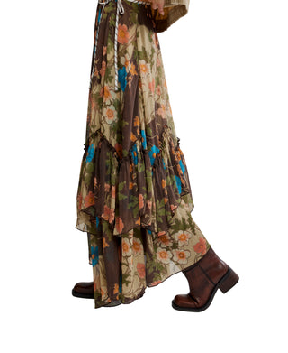 Free People Palermo Villa Chiffon Maxi in Chocolate Combo