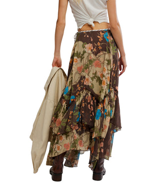 Free People Palermo Villa Chiffon Maxi in Chocolate Combo
