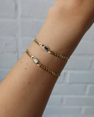 VIOLETTA CURB LINK BEZEL STONE BRACELET