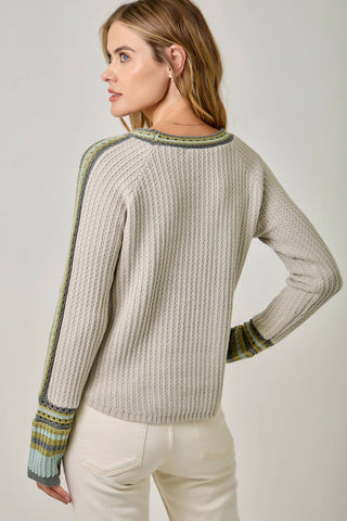 Raglan Sleeve Trim Detail Sweater Top