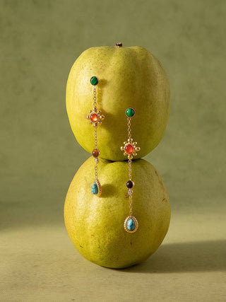 Bellevie 18K Gold Non-Tarnish Boho Gemstone Drop Earrings