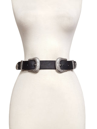 Silver Western Double Buckle Belt