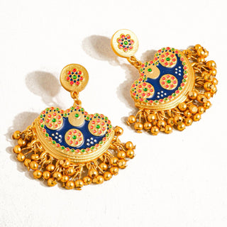 Jackie 18K Gold Bohemian Half Moon Tassel Earring