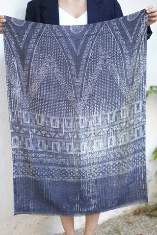 Veronique Geo Wool Silk Scarf