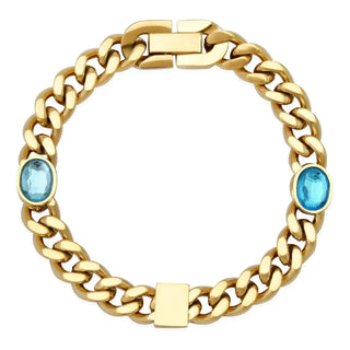 Curb Chain With Multi Colored Stone Accents