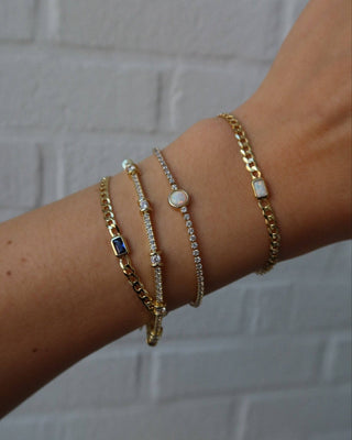 VIOLETTA CURB LINK BEZEL STONE BRACELET