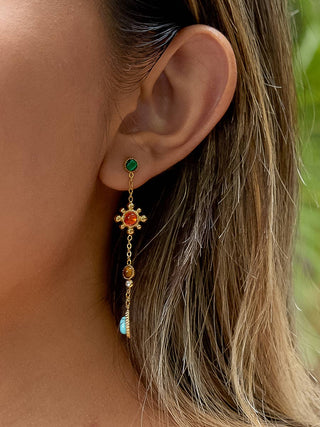 Bellevie 18K Gold Non-Tarnish Boho Gemstone Drop Earrings