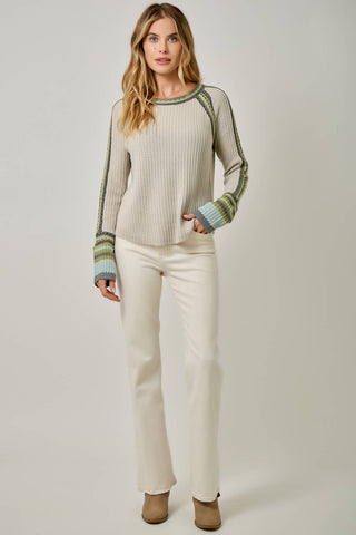 Raglan Sleeve Trim Detail Sweater Top