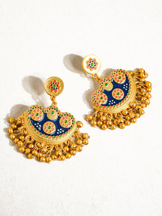Jackie 18K Gold Bohemian Half Moon Tassel Earring