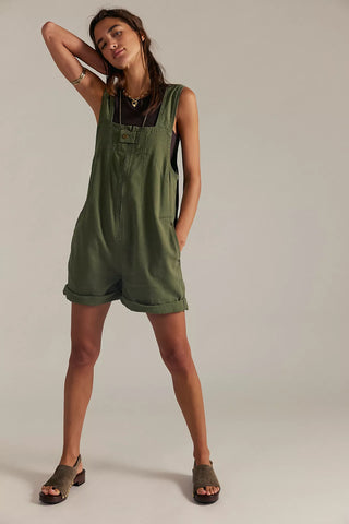 Free People Jude Shortall in Verdant Overalls