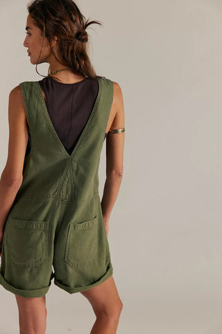 Free People Jude Shortall in Verdant Overalls