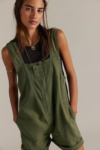Free People Jude Shortall in Verdant Overalls