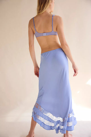 Free People Long Lost Lover Slip Skirt in Cashmere Blue