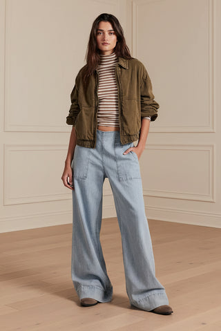 Free People Breezy Denim Pull On Chambray Pants