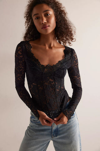 Free People All Day Lace in Black