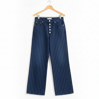 Free People Nia Boyfriend Jean in Pinstripe