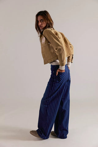 Free People Nia Boyfriend Jean in Pinstripe
