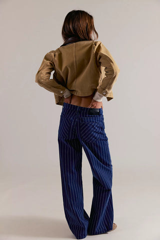 Free People Nia Boyfriend Jean in Pinstripe