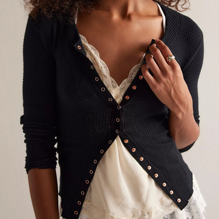 Free People Going Places Cardi in Black
