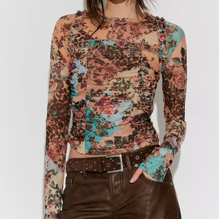 Free People Ariana Ruched Top in Taupe