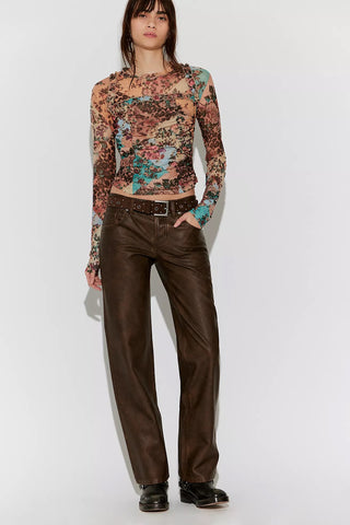 Free People Ariana Ruched Top in Taupe