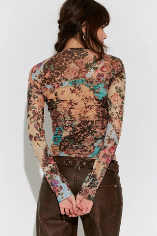 Free People Ariana Ruched Top in Taupe