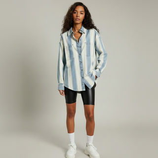Free People Crossroads Striped Button Down Shacket