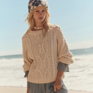 Free People Frankie Cable Knit in Buttercream