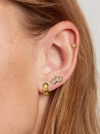 Anouk 18K Gold Non-Tarnish Hearts, Hoops  & Cz Earring Set