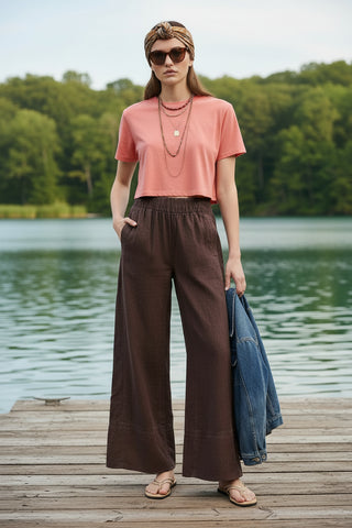 Free People Days End Linen Pull on Pants